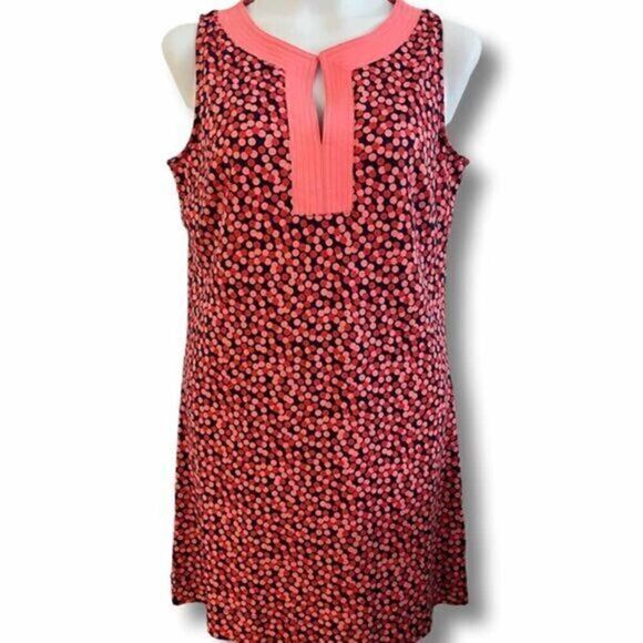 New York & Company Shift Dress Women's Size Large Polka Dot Pattern Pink black - Picture 1 of 5